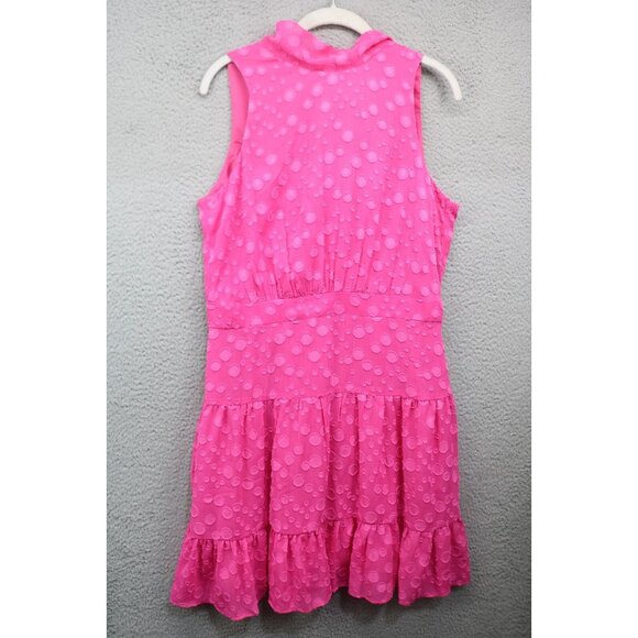 Eliza J. Pink Chiffon Cut Out Ruffle Dress-Size 12-Back Tie-Lined-Beachy - Picture 1 of 12